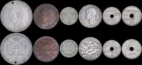 GREECE: Lot of 6 coins composed of 10 Lepta (1882 A) (type II) in copper, 10 Lepta (1912 A) (type IV) in nickel, 20 Lepta (1894 A) (type II) in copper...