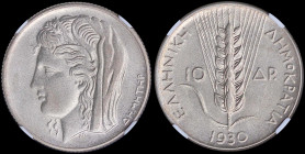 GREECE: 10 Drachmas (1930) in silver (0,500). Head of Goddess Demeter facing left on obverse. Inside slab by NGC "AU 55". Cert number: 5784770-020. (H...