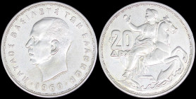 GREECE: Lot composed of 8x 20 Drachmas (1960) in silver (0,835). Head of King Paul facing left and inscription "ΠΑΥΛΟΣ ΒΑΣΙΛΕΥΣ ΤΩΝ ΕΛΛΗΝΩΝ" on obvers...