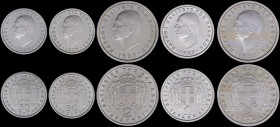 GREECE: Lot of 5 coins composed of 50 Lepta (1954), 50 Lepta (1957), 2 Drachmas (1957), 1 Drachma (1959) and 2 Drachmas (1959). (Hellas 188+189+198+19...