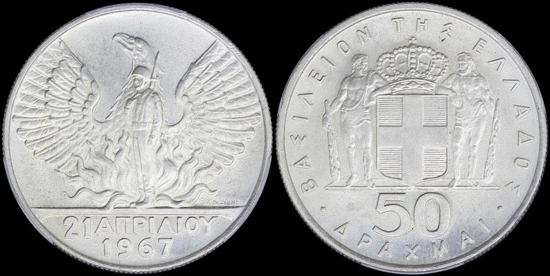 GREECE: 50 Drachmas (1970) in silver (0,900) commemorating the April 21st 1967. ...