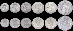 GREECE: Lot of 6 coins in copper-nickel composed of 50 Lepta (1971) (type II), 2x 1 Drachma (1971) (type II), 2x 2 Drachmas (1971) (type II) & 10 Drac...