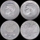 GREECE: Lot of 4 coins in copper-nickel composed of 2x 2 Drachmas (1971) (type II) and 2x 2 Drachmas (1973) (type II) (both with large head). (Hellas ...