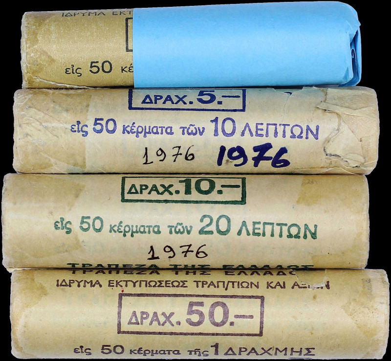 GREECE: Lot composed of four different (1976) rolls containing 50x 10 Lepta, 50x...