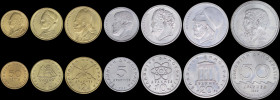 GREECE: Lot of 7 coins (1982) composed of 50 Lepta, 1 Drachma (type I), 2 Drachmas (type Ia), 5 Drachmas (type Ia), 10 Drachmas (type Ia), 20 Drachmas...