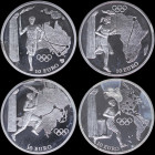 GREECE: Lot of 4 coins composed of 4x 10 Euro (2004) in silver (0,925) from Olympic Torch Relay set. Most of the coins are oxidized. (Hellas CE.22 / C...