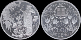 GREECE: 10 Euro (2006) in silver (0,925) commemorating the Mount Olympus National Park / Zeus. Inside its official case with CoA with no "01876". (Hel...