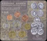 GREECE: Euro coin set (2006) composed of 1, 2, 5, 10, 20 and 50 Cent & 1 and 2 Euro. Inside official blister issued by the Bank of Greece. Mintage: 25...