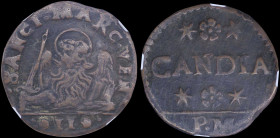 GREECE: ITALIAN STATES / VENICE (CRETE): 2 Soldi (=1 Gazzetta) (1653-1669) in copper. The lion of St Mark with the inscription "SANCT MARC VEN" on obv...