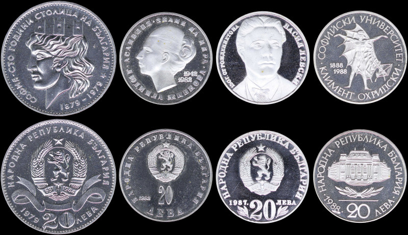 BULGARIA: Lot of 4 commemorative coins in silver (0,500) composed of 20 Leva (19...