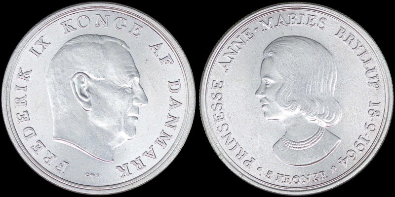 DENMARK: 5 Kroner (1964) in silver (0,800) commemorating the wedding of Princess...