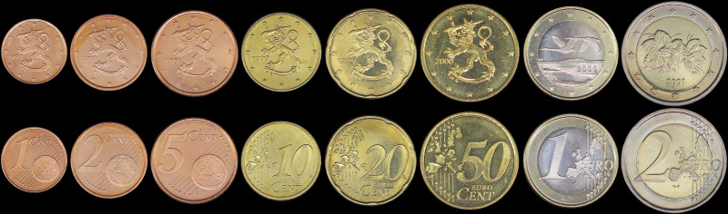 FINLAND: Lot of 8 coins composed of 1 Cent, 10 Cent & 20 Cent (1999), 2 Cent, 50...