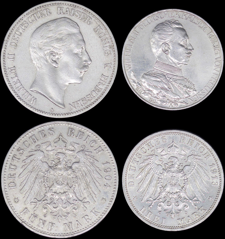 GERMAN STATES / PRUSSIA: Lot of 2 coins in silver (0,900) composed of 5 Mark (19...