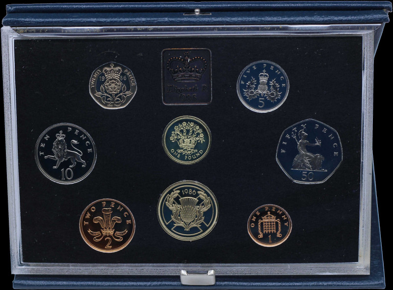 GREAT BRITAIN: Proof coin set (1986) of 8 pieces composed of 1 Penny, 2, 5, 10, ...