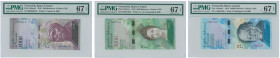 VENEZUELA: Lot of 3 banknotes composed of 1000 Bolivares (2016), 5000 Bolivares (2016) & 10000 Bolivares (2016). Inside holders by PMG "Superb Gem Unc...