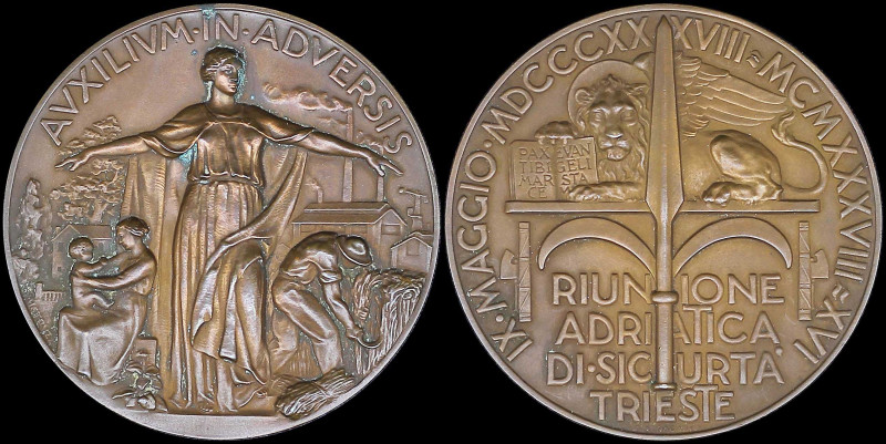 ITALY: Bronze commemorative medal for the Reunion of Adriatic Insurance Companie...