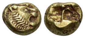 KINGS OF LYDIA. Time of Alyattes to Kroisos (Circa 620/10-550/39 BC). EL Trite or 1/3 Stater. (11mm, 4.6 g) Sardes. Head of roaring lion right, with s...