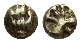IONIA. Uncertain. EL 1/24 Stater (5.6mm, 0.6 g) (Circa 600-550 BC). Milesian standard. Obv: Lion's paw. Rev: Stellate pattern within incuse square.