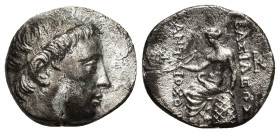 SELEUKID EMPIRE. Antiochos Hierax. Circa 242-227 BC. AR Drachm (16mm, 4 g). Magnesia on the Maeander mint(?). Diademed head of Antiochos II right / BA...
