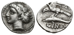 Paphlagonia, Sinope AR Drachm. (18mm, 5 g) Circa 410-350 BC. Aeginetic standard. Head of nymph Sinope to left, wearing earring and sakkos / Eagle flyi...