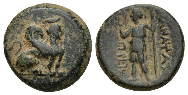 PAMPHYLIA. Perge. Ae (16mm, 4.7 g) (Circa 260-230 BC). Obv: Sphinx seated right,...
