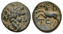 PISIDIA, Termessos. 1st century BC. Æ (16mm, 4 g). Dated CY 1 (71/0 BC). Laureate head of Zeus right / Horse galloping right; B (date) above.