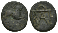 KINGS OF BOSPOROS. Polemo I (Circa 37-8 BC). Ae. (20mm. 5.4 g) Pantikapaion. Obv: Lion springing right; star above. Rev: Monogram of Polemo.