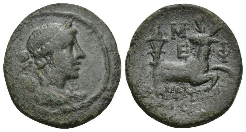IONIA, Ephesos. Circa 50-27 BC. Æ (23mm, 7.8 g). Demtrios, magistrate. Draped bu...