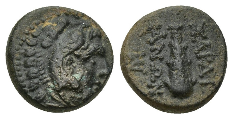LYDIA. Sardes. Ae (12mm, 2.4 g) (Circa 2nd century BC). Obv: Head of Herakles ri...