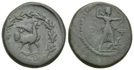 IONIA, Ephesos. Circa 50-27 BC. Æ (25mm, 10.8 g). Jason, magistrate. Cock standing right; filleted palm frond in background, IAΣΩN in exergue; all wit...