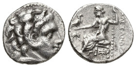 KINGS of MACEDON. Alexander III ‘the Great’, 336-323 BC. Drachm (Silver, 17mm, 4 g), Miletos, c. 300-295. Head of Herakles to right, wearing lion skin...