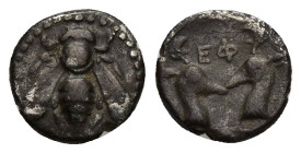 IONIA. Ephesos. Diobol (10mm, 1.1 g) (Circa 390-325 BC). Obv: EΦ. Bee. Rev: EΦ. Confronted heads of stags.