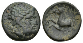 PISIDIA, Termessos. 1st century BC. Æ (18mm, 4.2 g). Undated issue (struck circa 61/0-41/0 BC). Laureate head of Zeus right / Forepart of horse left.