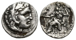 KINGS of MACEDON. Alexander III. 336-323 BC. AR Drachm (17mm, 3.5 g). Side mint. Struck under Philip III, circa 323-317 BC. Head of Herakles right, we...