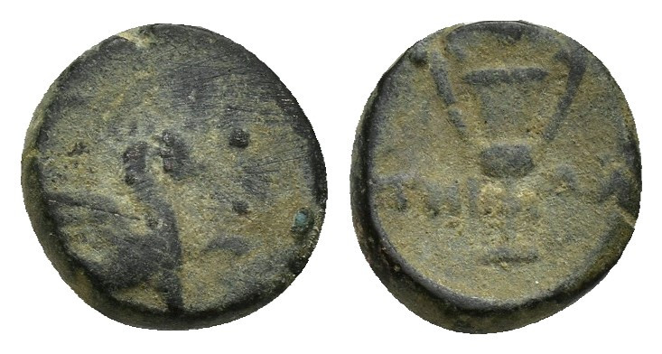 IONIA. Teos. Ae (9mm, 1.2 g) (Circa 370-300 BC). Obv: Griffin seated right, rais...