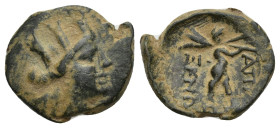 Phrygia, Apameia, c. 88-40 BC. Æ (16mm, 2.6 g). Zenon, magistrate. Turreted bust of Artemis–Tyche r., bow and quiver over shoulder. R/ Marsyas advanci...