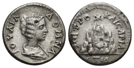 CAPPADOCIA, Caesaraea-Eusebia. Julia Domna. Augusta, AD 193-217. AR Drachm (17mm, 3.3 g). Dated RY 14 of Severus (AD 206). IOYAIA ΔOMNA, draped bust r...