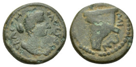IONIA. Samos. (15mm, 2.8 g) Faustina II? (Augusta, 147-175). Ae. Obverse: ΦΑVϹΤƐΙΝΑ ϹƐΒΑϹΤΗ; draped bust of Faustina II, r. / Reverse: ϹΑΜΙΩΝ; prow of...