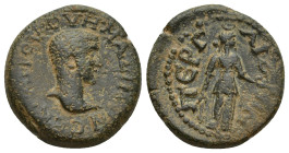 PAMPHYLIA, Perge. Maximus. Caesar, AD 235/6-238. Ae. (20mm, 6.9 g) Obv: Bare head right. Rev: Artemis standing right, holding arrow and bow.
