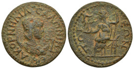 PISIDIA. Pogla. Salonina (254-268). Ae. (30mm, 16.7 g) Obv: KOPNHΛIA SAΛΩNINA CEBA. Draped bust right, set on crescent; I to right. Rev: ΠΩΓΛƐΩΝ; Zeus...