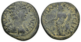 PHRYGIA. Hadrianopolis-Sebaste. Geta, as Caesar, 198-209. Assarion (Bronze, 21mm, 5.6 g), Poteitos, archon. Λ•CЄΠ• ΓЄTAC K Bare-headed, draped and cui...