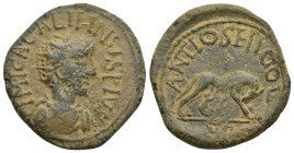 Pisidia. Antiochia. Gallienus AD 253-268. Bronze Æ (28mm, 11.1 g). IMP CA GALIHNVS PIVS; radiate and draped bust right / ANTIOSH CO [C]L; she-wolf sta...