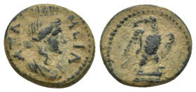 Phrygia, Apameia, pseudo-autonomous issue, c. 2nd-3rd century AD. Æ (14mm, 2.7g). A?A MIA, Turreted and draped bust of Tyche r. R/ Eagle standing r., ...