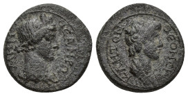 Mysia. Pergamon. Pseudo-autonomous issue circa AD 40-60. Bronze Æ (16mm, 3,4 g). ΘEAN PΩMHN, turreted head of Roma right / ΘEON CYNKΛHTON, draped bust...