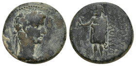 PHRYGIA, Aezanis. Gaius (Caligula). AD 37-41. Æ (19mm, 5.6 g). Lollios Klassikos, magistrate. Laureate head of Caligula right / Zeus standing left, ho...