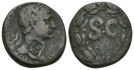 Syria, Seleucis & Pieria, Antioch Mint, Trajan, 98 - 117 AD AE (24mm, 14.6 g) Obverse: Laureate head of Trajan right. Reverse: Large S C within laurel...