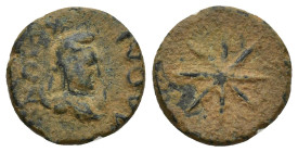 PHRYGIA. Laodicea ad Lycum. Pseudo-autonomous issue . AE (Bronze, 14mm, 2.2 g), circa 1st century AD. ΛAOΔIKЄωN Bust of Mên set on crescent to right, ...