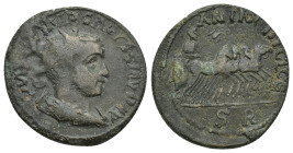 PISIDIA. Antiochia. Volusian, 251-253. (Bronze, 22mm, 6.6 g), IMP C VIMP CALVSSIAVD AV Radiate, draped and cuirassed bust of Volusian to right. Rev. A...