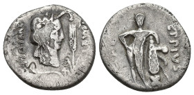 Q. Caecilius Metellus Pius Scipio und Eppius. Denarius, 47-46. AR (17mm, 3.5 g). Q. METEL. PIVS - SCIPIO. IMP Head of Africa r., laureate and wearing ...