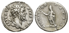 Septimius Severus (193-211) AR Denarius, (18mm, 3.6 g )Rome, 201-202 SEVERVS PIVS AVG - Laureate head of Septimius Severus to right FVNDATOR PACIS - S...